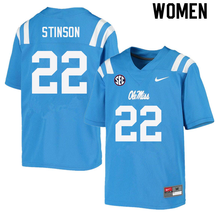 Jarell Stinson Ole Miss Rebels NCAA Women's Powder Blue #22 Stitched Limited College Football Jersey HFX4758JG